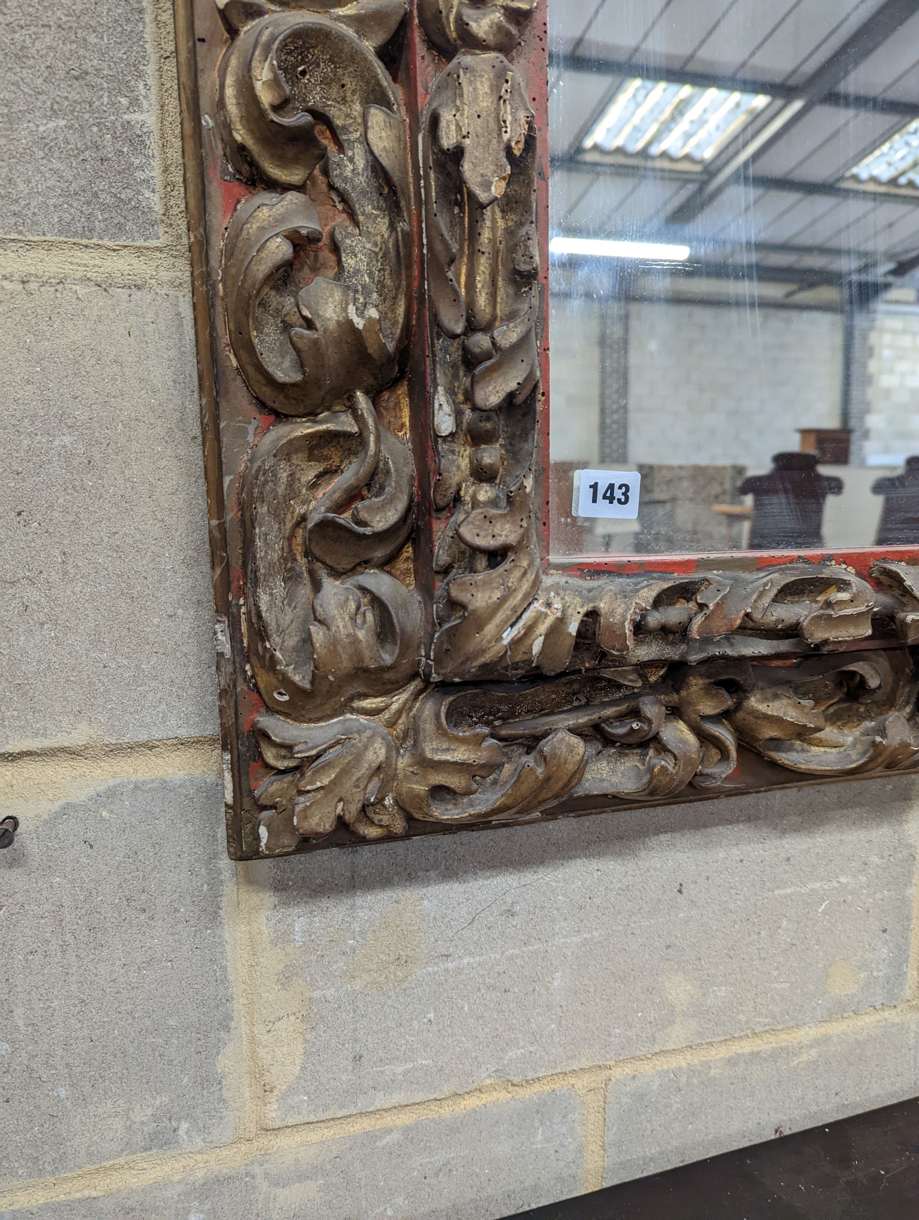 A 19th century carved giltwood rectangular wall mirror, width 140cm, height 76cm